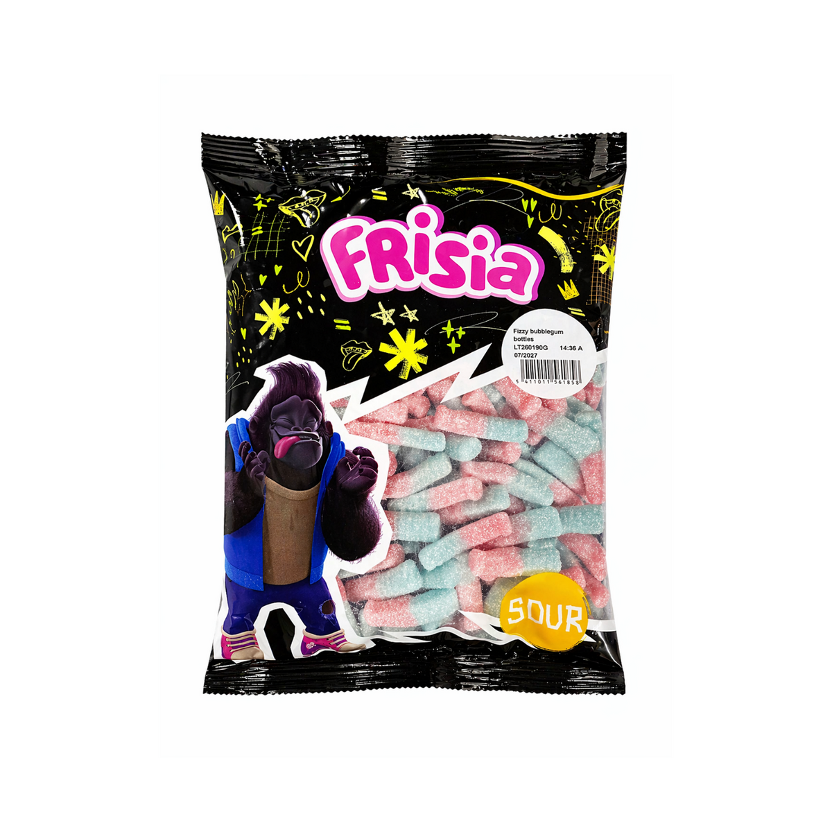 Frisia Fizzy Bubblegum lahvičky želé bonbony 1,5 kg