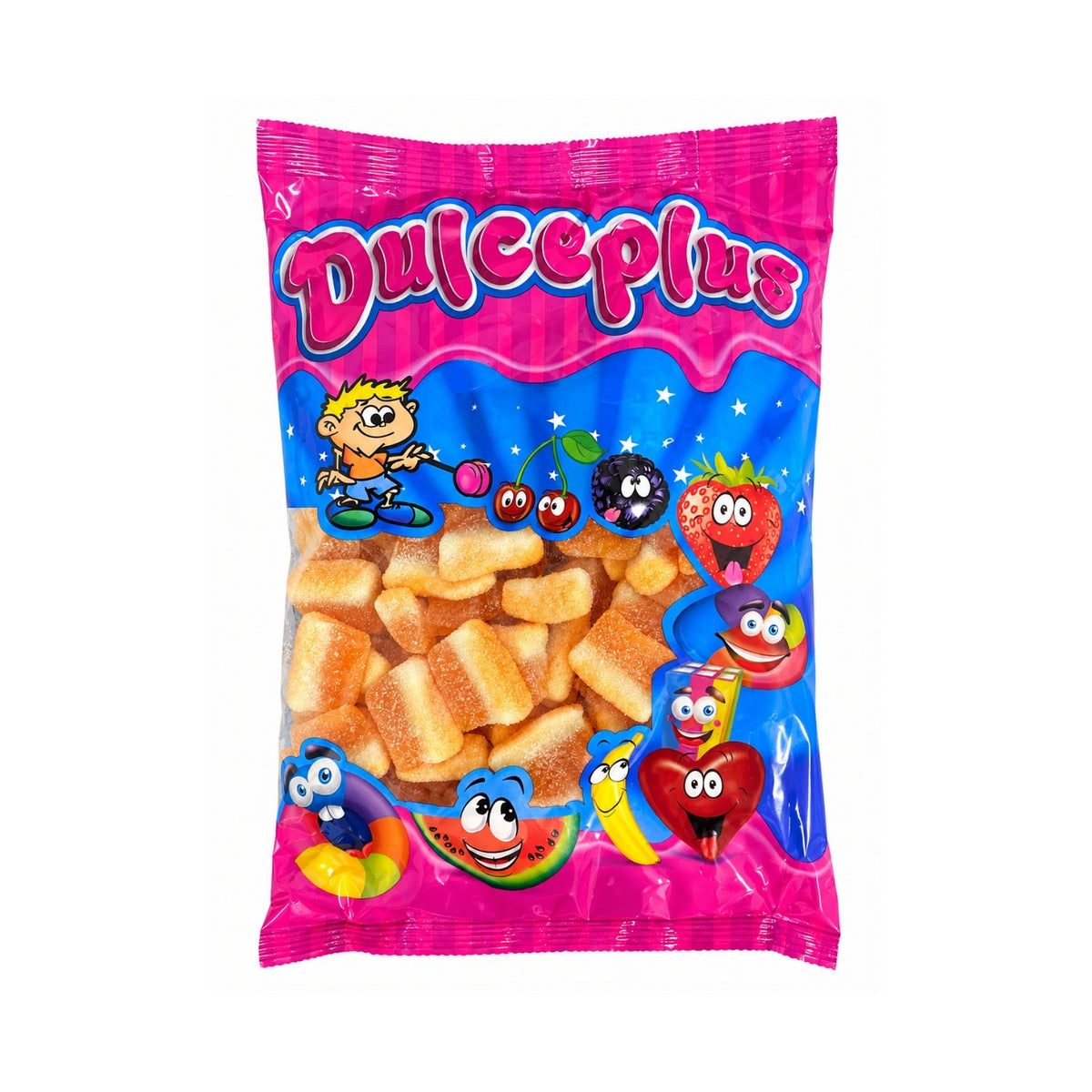 Caramelle gommose Halal a forma di fettine di pesca Dulceplus 1 kg