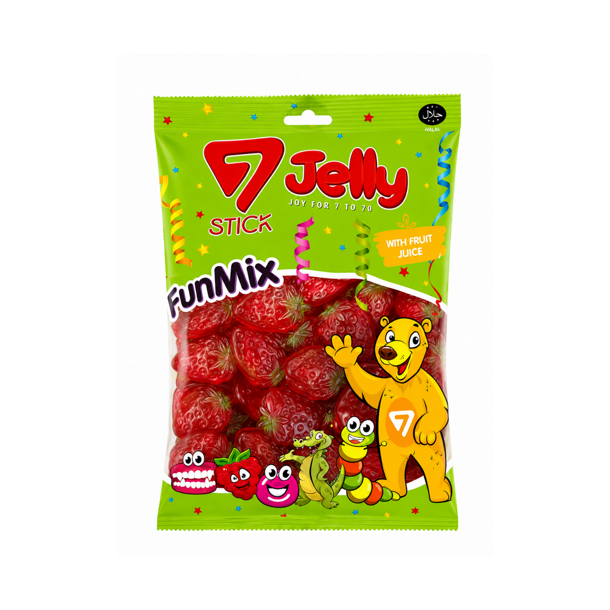 7 barritas de gominolas de fresa Halal, 1 kg